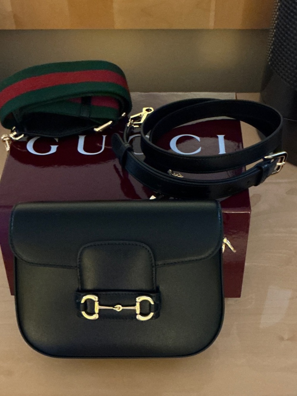 Gucci Black Horsebit 1955 small shoulder bag